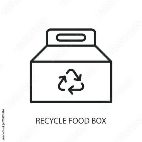 Recycle food box thin line vector icons.