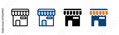 Store All In One Icon Multi Styles Vector Set