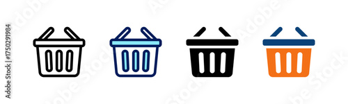 Shopping Basket All In One Icon Multi Styles Vector Set