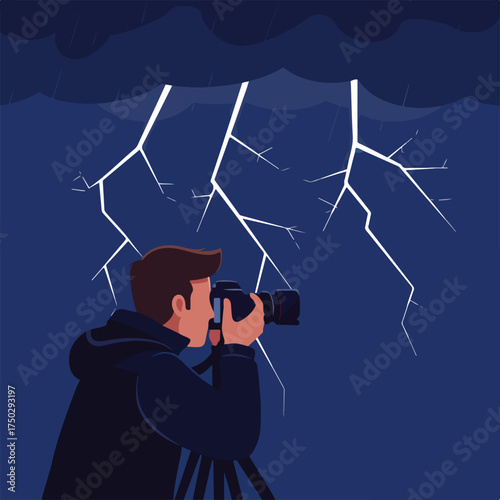 A photographer captures a lightning strike during a stormy night