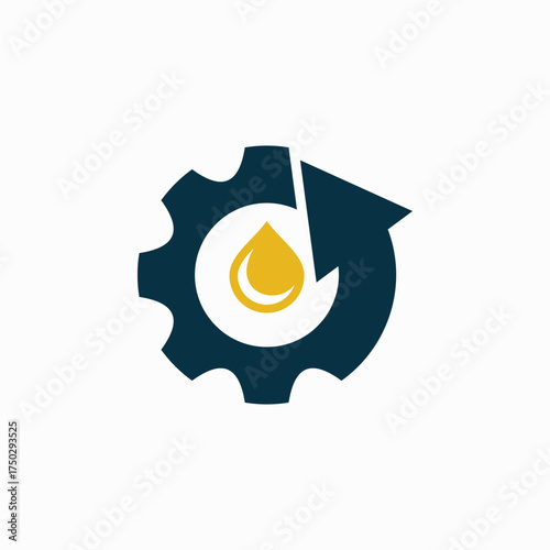 Arrow gear logo with oil icon symbol