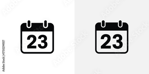 Isolated Black Calendar Icon Displaying The Twenty Third On Transparent Background