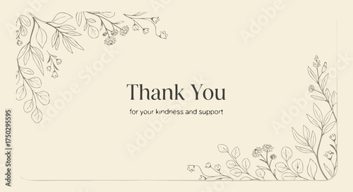 Thank You Card: Elegant Floral Design for Kindness & Support