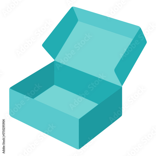 blue shoe box package flat color vector illustration template design