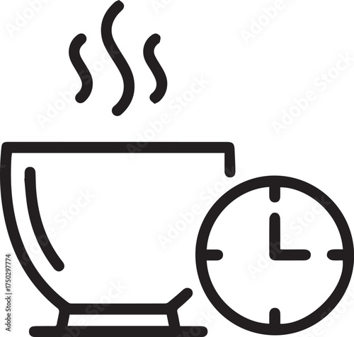 Enjoy a comforting hot beverage on your break with this crisp icon, perfect for wellness apps, relaxation guides, and schedule planners showing tea time