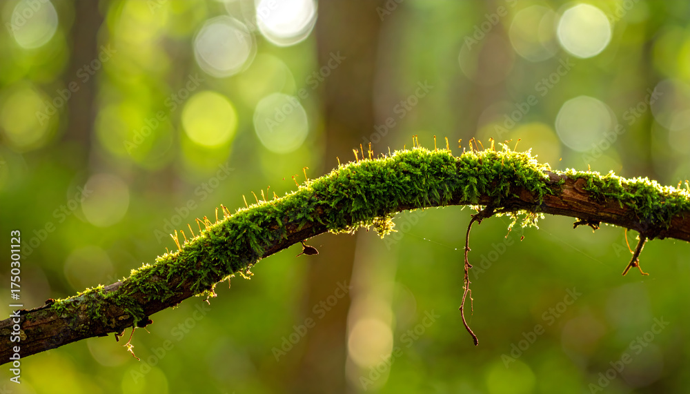 Fototapeta premium Green Moss Covering Forest Tree Limb