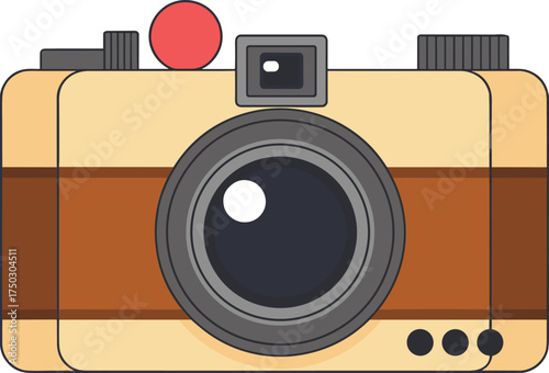 Retro camera vector illustration, vintage photo equipment design, flat cartoon style camera icon, photography concept art for creative projects