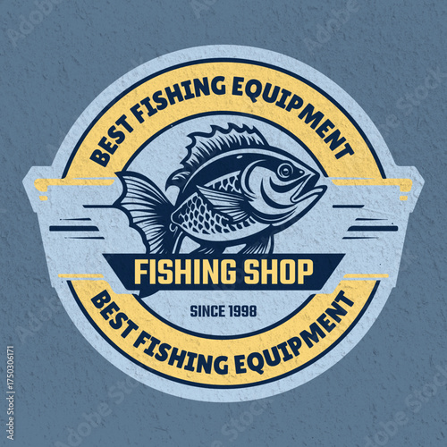 Fishing shop logo template vector