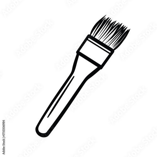 Artistic Paintbrush Tool with Bristles, Outline Style on Background