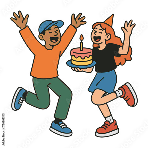 Joyful birthday celebration illustration vector