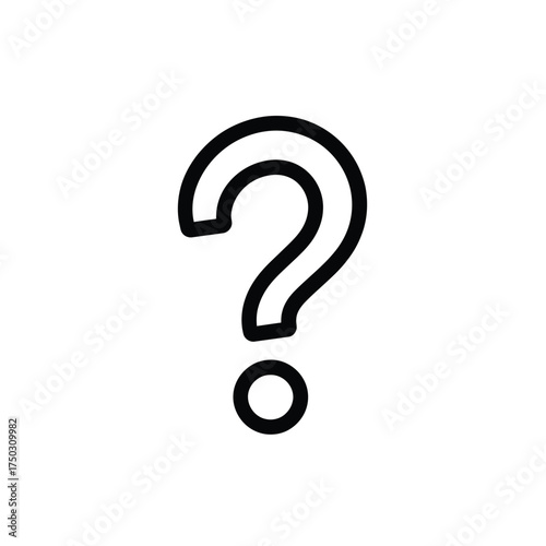Minimal Black Question Mark Symbol Sign with Background Outline Style