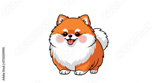 This fluffy adorable Pomeranian dog is wagging its tail happily and looks very friendly and cute.