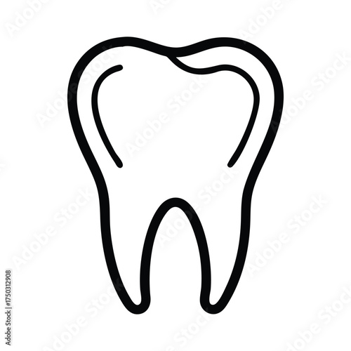 Minimalist Black Outline of a Tooth on a White Background Keywords: tooth, dental, outline, drawing, icon, symbol, health