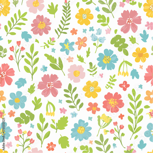 Flower pattern and hand drawn leaves
3