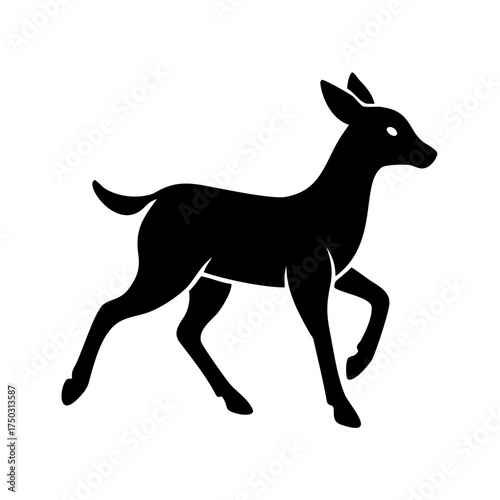 Full cycle animation of the little deer's gait. Black and white silhouette.
