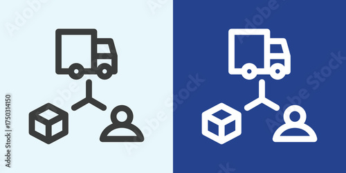 Supply Chain Icon Set in Black and White Outline Style