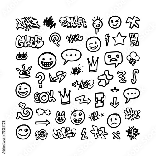 Creative Graphic Elements Featuring Emojis and Logos in a Fun Environment for Social Media Branding