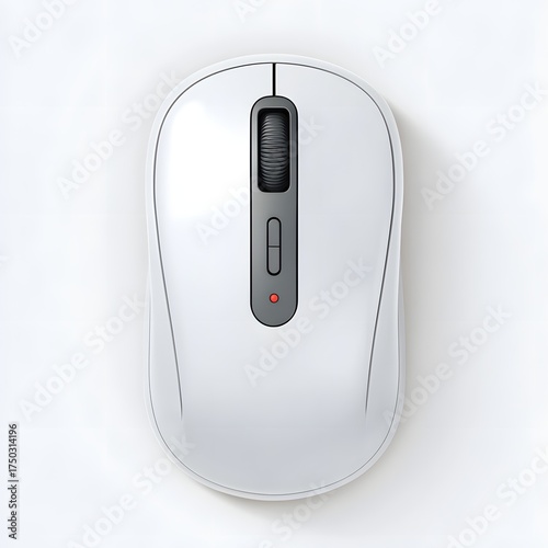 Wireless Computer Mouse on White Background for Technology and Office