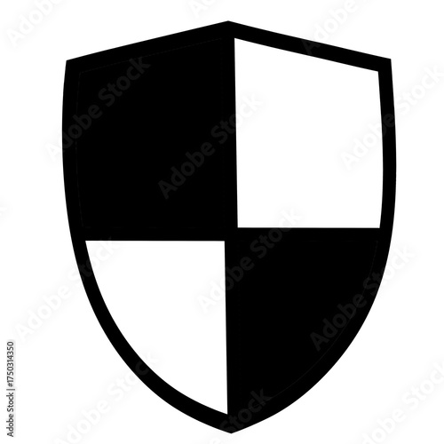 Free Download Black and white checkered shield, emblem symbol, geometric design - GFXLoad