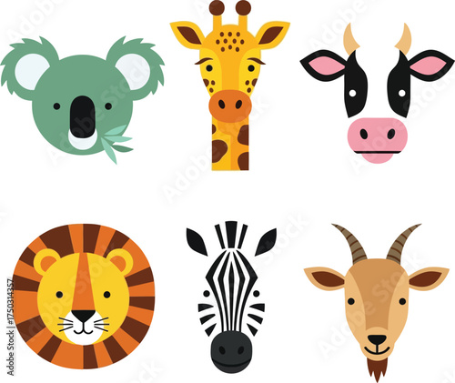 set of funny cartoon animals