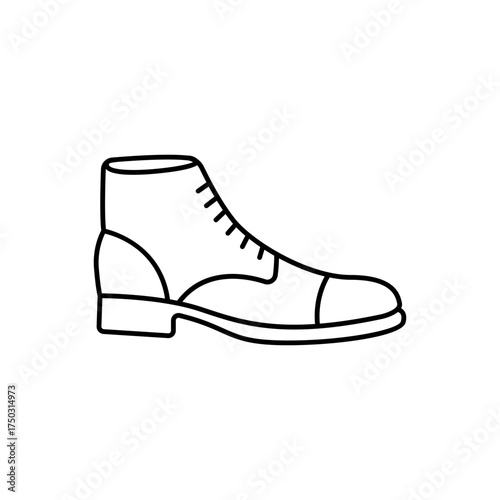 Outline leather stylish shoe boots line art icon