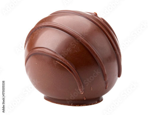 Chocolate Ball Isolated on White Background, round candy praline dessert.
