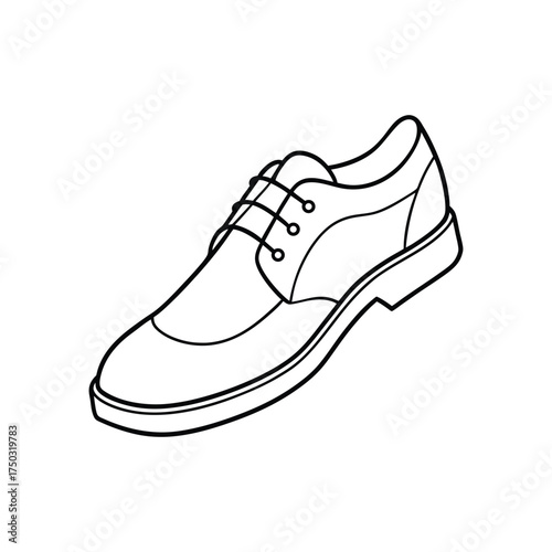 Detailed Black and White Line Drawing of an Oxford Shoe footwear dress shoe