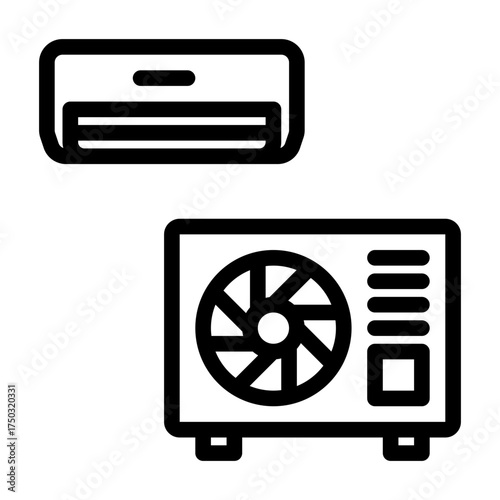 Air conditioner unit line icon. Home service illustration