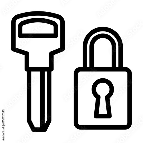 Locksmith key line icon. Home service illustration