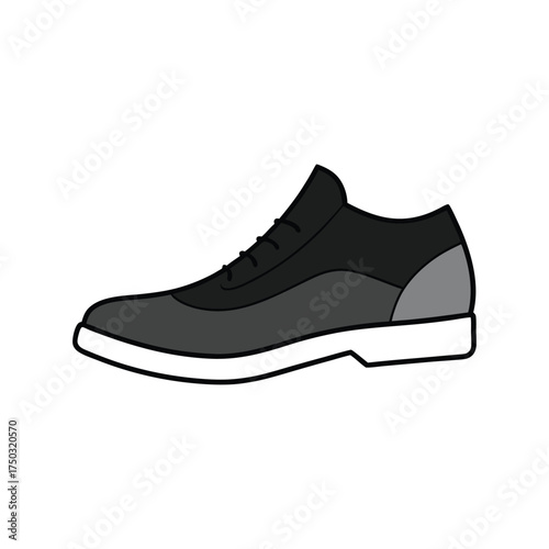 Modern Black and Gray Leather Oxford Shoe Illustration footwear dress shoe