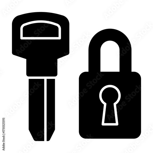 Locksmith  key solid icon. Home service illustration