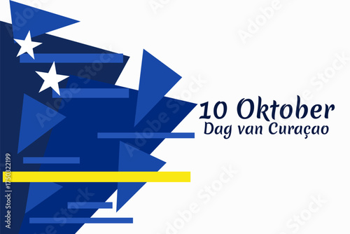 Translation: October 10, Curaçao Day. Vector illustration. Suitable for greeting card, poster and banner.