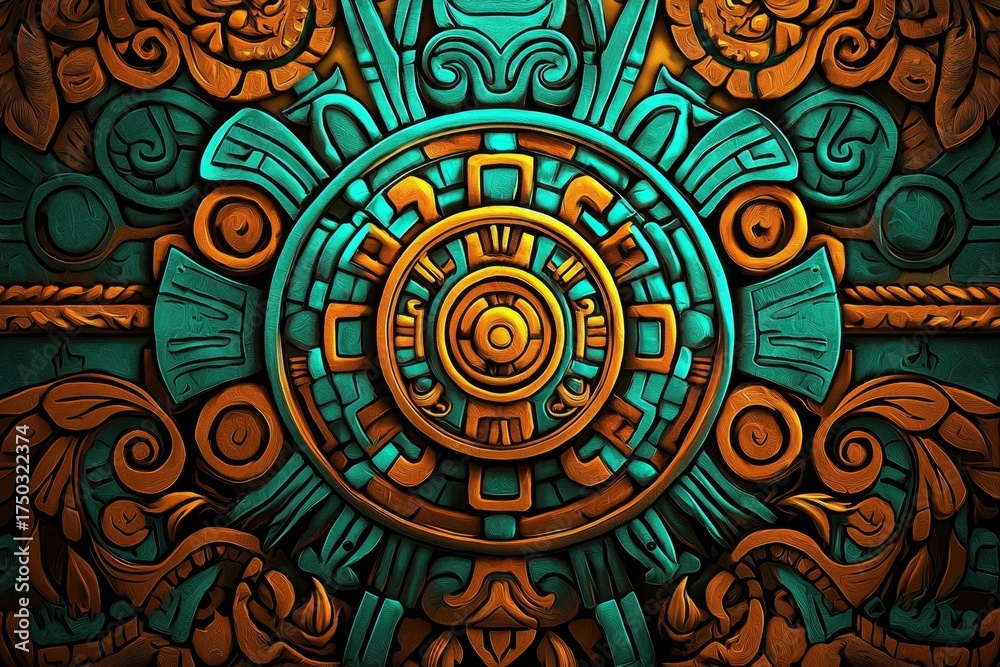 Fototapeta premium Experience a stunning visual journey through traditional Mayan motifs and textures. 