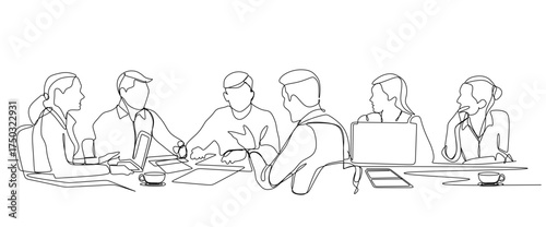 Teamwork and collaboration depicted in minimalist continuous line drawings demonstrating unity and partnership