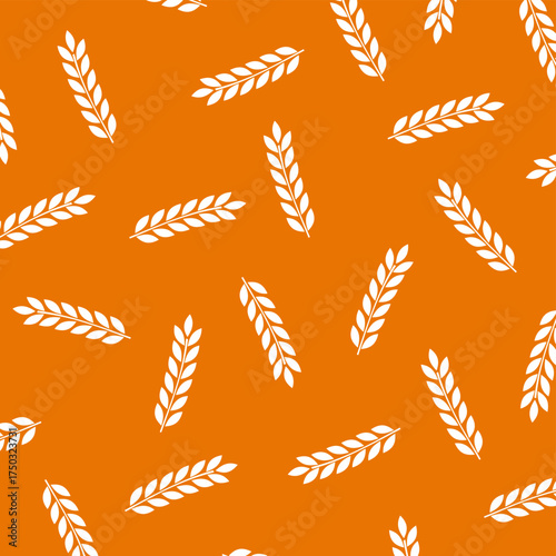 Wheat Ears Seamless Pattern Vector for Bakery and Organic Design. Hand-drawn bakery background