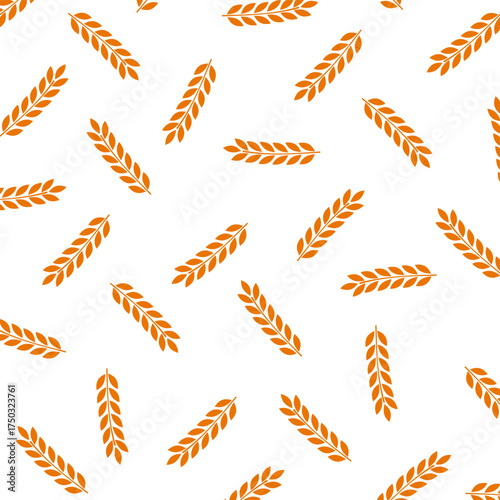 Wheat Ears Seamless Pattern Vector for Bakery and Organic Design. Hand-drawn bakery background