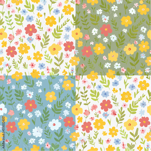 Spring simple flowers seamless pattern tiny beautiful flowers
2
