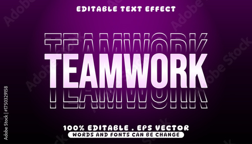 Editable Text Effect - 'Teamwork' with a Modern, Geometric Style and Reflection