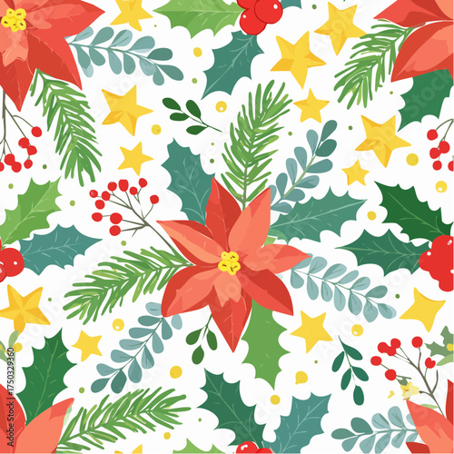 Realistic christmas flower & wreath collection
3