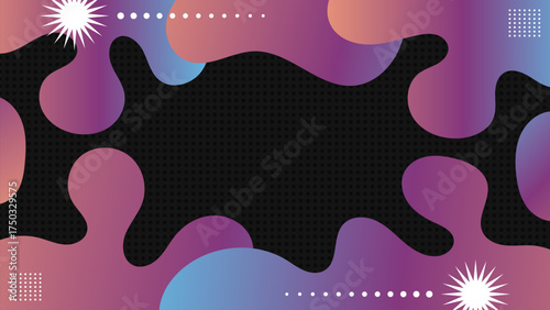 Abstract Dynamic Fluid Liquid Shapes Banner Background with Neon Gradient