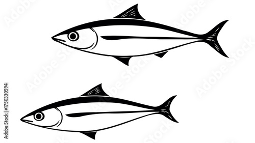 Stacked Silhouette Illustration of Two Sardines