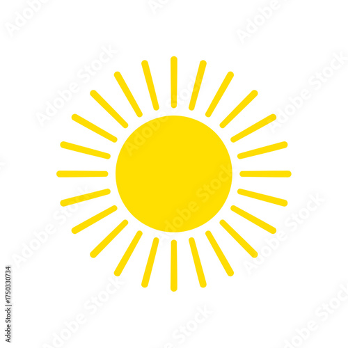 Stylized Yellow Sun with Rays Symbol of Warmth and Energy.