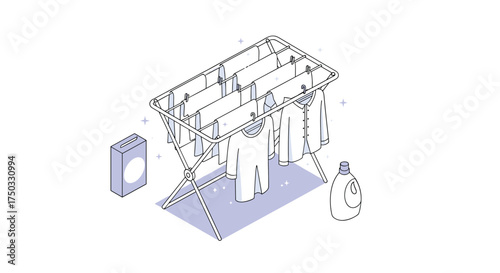 Clothes drying rack with laundry items being processed in a clean and efficient manner.