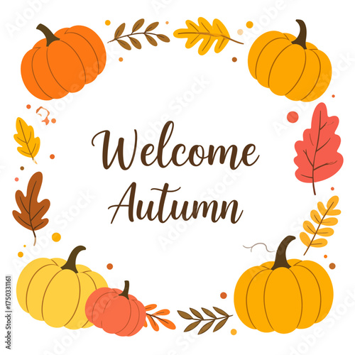 Autumnal Frame with Pumpkins and Leaves A Seasonal Celebration.
