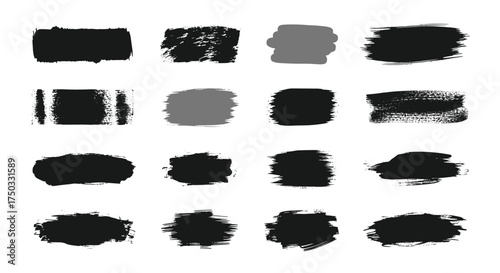 A collection of grunge paint brush strokes and textures.