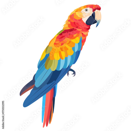Transparent colorful macaw bird tropical rainforest digital illustration vibrant environment close-up view wildlife concept