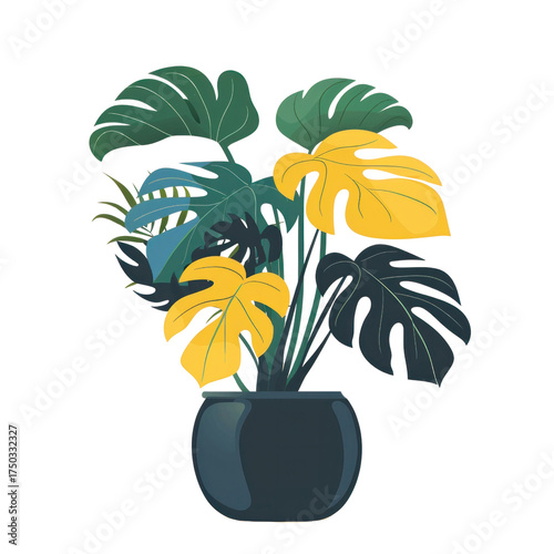 Transparent tropical plants arrangement indoor space illustration modern aesthetic creative viewpoint