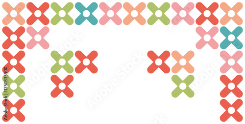 Seamless X-Stitch Doodle Frame Vector