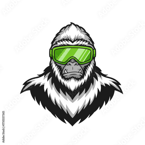 Yeti Mascot Vector – Cool Bigfoot with Ski Goggles Illustration