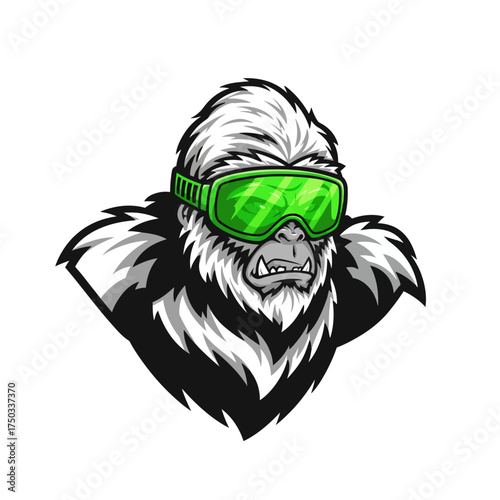 Yeti Mascot Vector – Cool Bigfoot with Ski Goggles Illustration